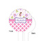 Princess & Diamond Print White Plastic 4" Food Pick - Round - Single Sided - Front & Back