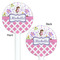 Princess & Diamond Print White Plastic 5.5" Stir Stick - Double Sided - Round - Front & Back