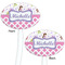 Princess & Diamond Print White Plastic 7" Stir Stick - Double Sided - Oval - Front & Back