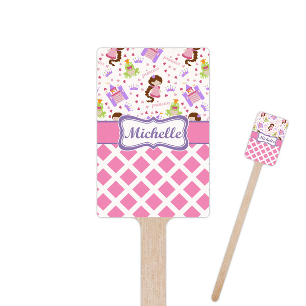 Custom Princess & Diamond Print 6.25" Rectangle Wooden Stir Sticks - Double Sided (Personalized)