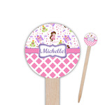 Princess & Diamond Print 6" Round Wooden Food Picks - Single Sided (Personalized)