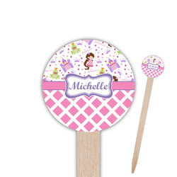 Princess & Diamond Print Round Wooden Food Picks (Personalized)