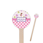 Princess & Diamond Print 6" Round Wooden Stir Sticks - Single Sided (Personalized)