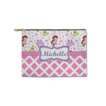 Princess & Diamond Print Zipper Pouch - Small - 8.5"x6" (Personalized)