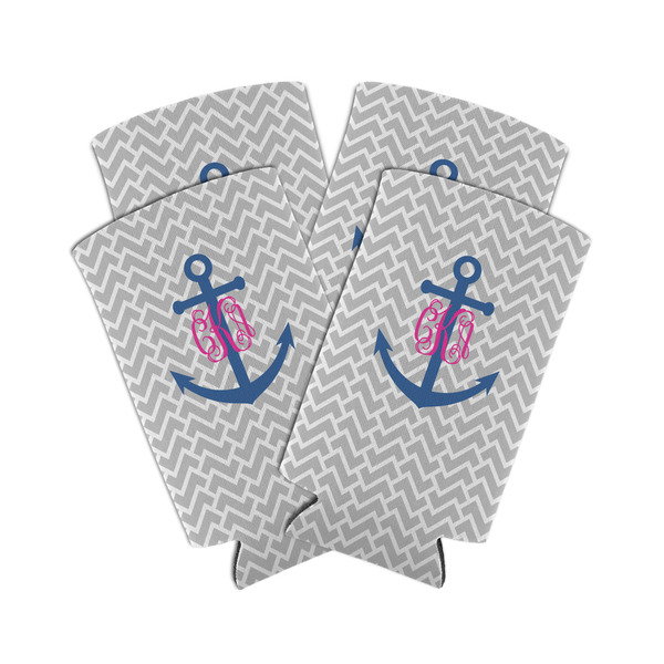 Custom Monogram Anchor Can Cooler (tall 12 oz) - Set of 4