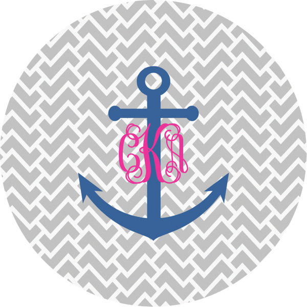 Custom Monogram Anchor Multipurpose Round Labels - Custom Sized