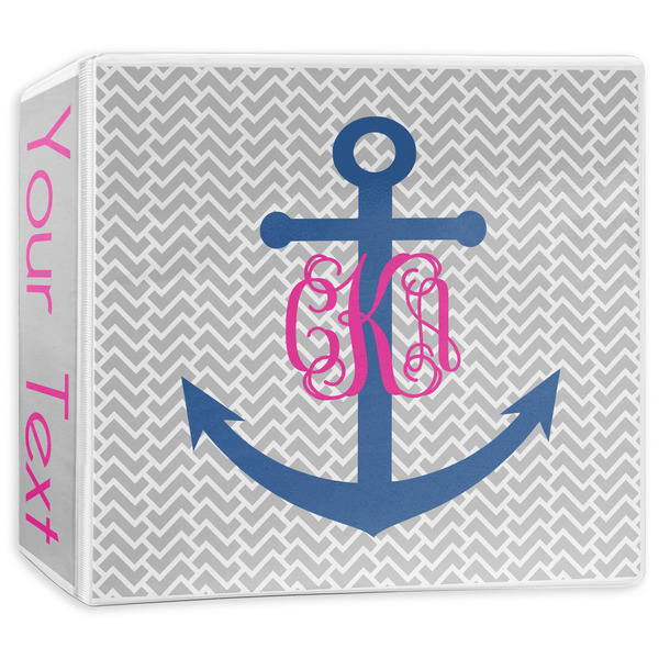 Custom Monogram Anchor 3-Ring Binder - 3 inch (Personalized)