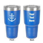 Monogram Anchor 30 oz Stainless Steel Tumbler - Royal Blue - Double-Sided