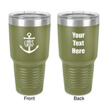 Monogram Anchor 30 oz Stainless Steel Tumbler - Olive - Double-Sided