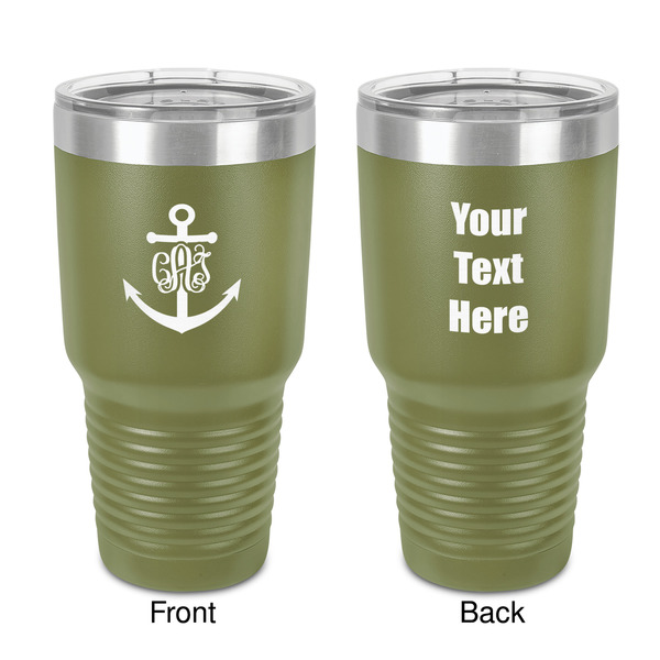 Custom Monogram Anchor 30 oz Stainless Steel Tumbler - Olive - Double-Sided