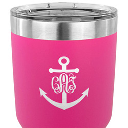 Monogram Anchor 30 oz Stainless Steel Tumbler - Pink - Double Sided