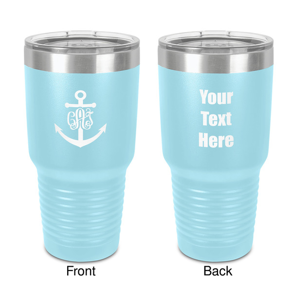 Custom Monogram Anchor 30 oz Stainless Steel Tumbler - Teal - Double-Sided