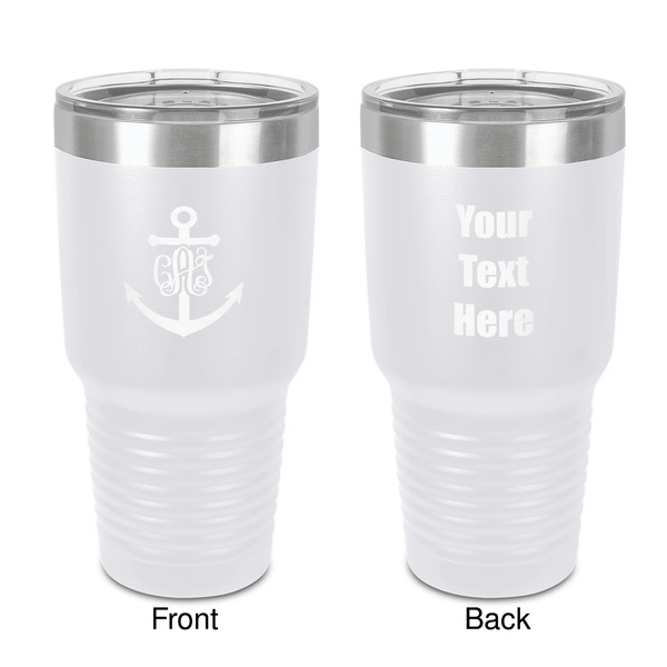 Custom Monogram Anchor 30 oz Stainless Steel Tumbler - White - Double-Sided