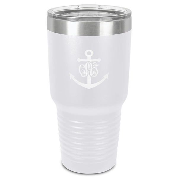 Custom Monogram Anchor 30 oz Stainless Steel Tumbler - White - Single-Sided