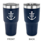 Monogram Anchor 30 oz Stainless Steel Tumbler - Navy - Double Sided