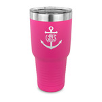 Monogram Anchor 30 oz Stainless Steel Tumbler - Pink - Single Sided