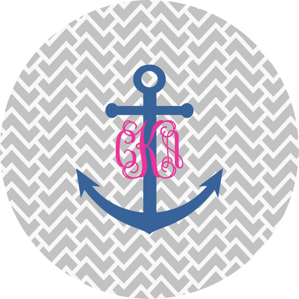 Custom Monogram Anchor Multipurpose Round Labels - 5"