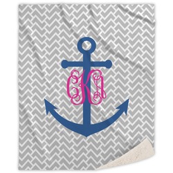 Monogram Anchor Sherpa Throw Blanket - 60"x80" (Personalized)