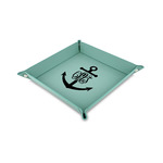 Monogram Anchor Faux Leather Dice Tray - 6" x 6" - Teal