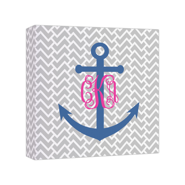 Custom Monogram Anchor Canvas Print - 8x8