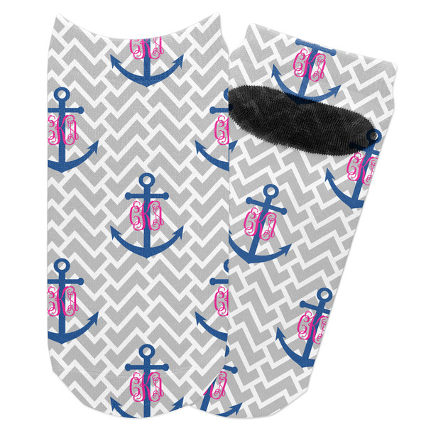 Custom Monogram Anchor Adult Ankle Socks (Personalized)