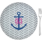 Monogram Anchor Glass Appetizer / Dessert Plate 8"