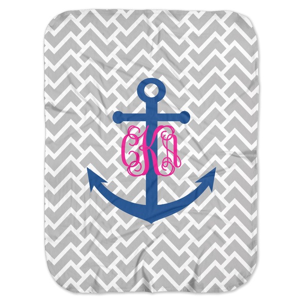 Custom Monogram Anchor Baby Swaddling Blanket (Personalized)