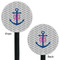 Monogram Anchor Black Plastic 5.5" Stir Stick - Double Sided - Round - Front & Back