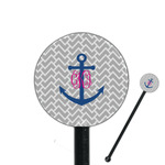 Monogram Anchor 5.5" Round Plastic Stir Sticks - Black - Double Sided