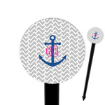 Monogram Anchor 6" Round Plastic Food Picks - Black - Double Sided