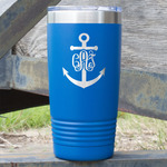 Monogram Anchor 20 oz Stainless Steel Tumbler - Royal Blue - Double Sided