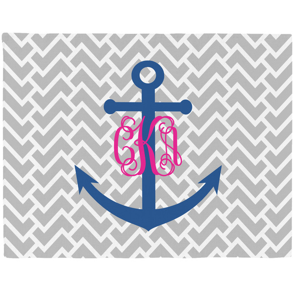 Custom Monogram Anchor Woven Fabric Placemat - Twill