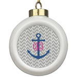 Monogram Anchor Ceramic Ball Ornament