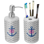 Monogram Anchor Ceramic Bathroom Accessories Set