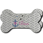 Monogram Anchor Ceramic Dog Ornament - Front & Back