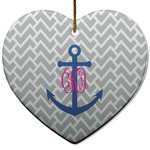 Monogram Anchor Heart Ceramic Ornament