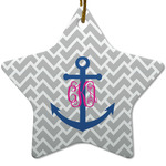 Monogram Anchor Star Ceramic Ornament