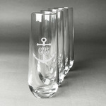 Monogram Anchor Champagne Flute - Stemless Engraved - Set of 4