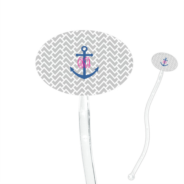 Custom Monogram Anchor 7" Oval Plastic Stir Sticks - Clear