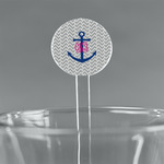 Monogram Anchor 7" Round Plastic Stir Sticks - Clear