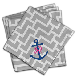 Monogram Anchor Cloth Dinner Napkins - Set of 4