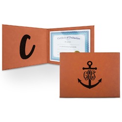 Monogram Anchor Leatherette Certificate Holder - Front and Inside (Personalized)