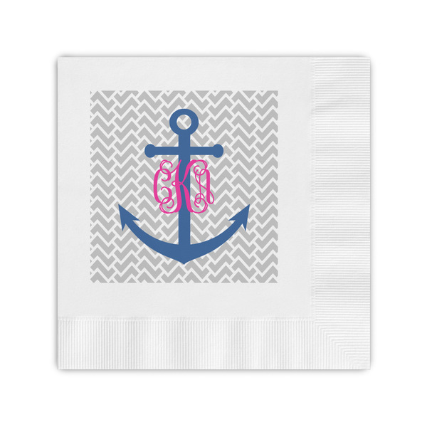 Custom Monogram Anchor Coined Cocktail Napkins