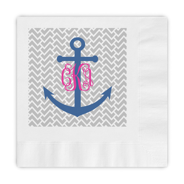 Custom Monogram Anchor Embossed Decorative Napkins