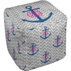 Monogram Anchor Cube Pouf Ottoman - 13" (Personalized)