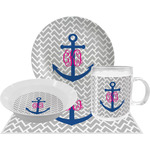 Monogram Anchor Dinner Set - Single 4 Pc Setting