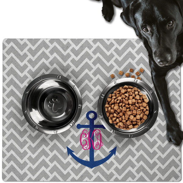 Custom Monogram Anchor Dog Food Mat - Large