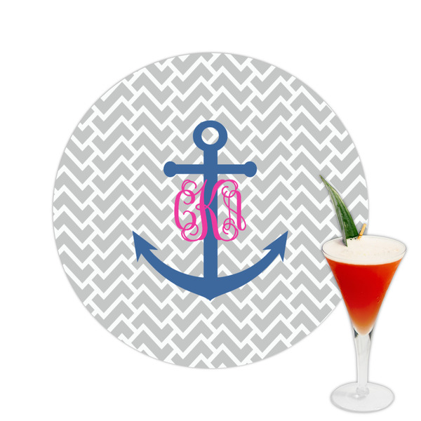 Custom Monogram Anchor Printed Drink Topper -  2.5"