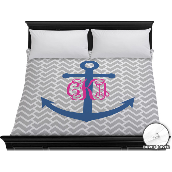 Custom Monogram Anchor Duvet Cover - King (Personalized)