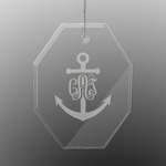 Monogram Anchor Engraved Glass Ornament - Octagon